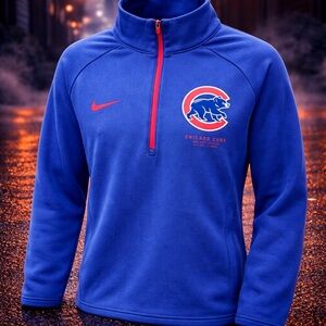 Nike Blue and Red Chicago Cubs Pullover Dri Fit XL